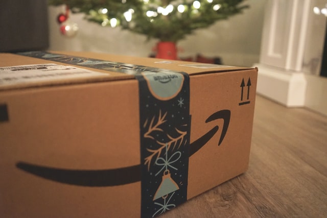 Amazon box under tree